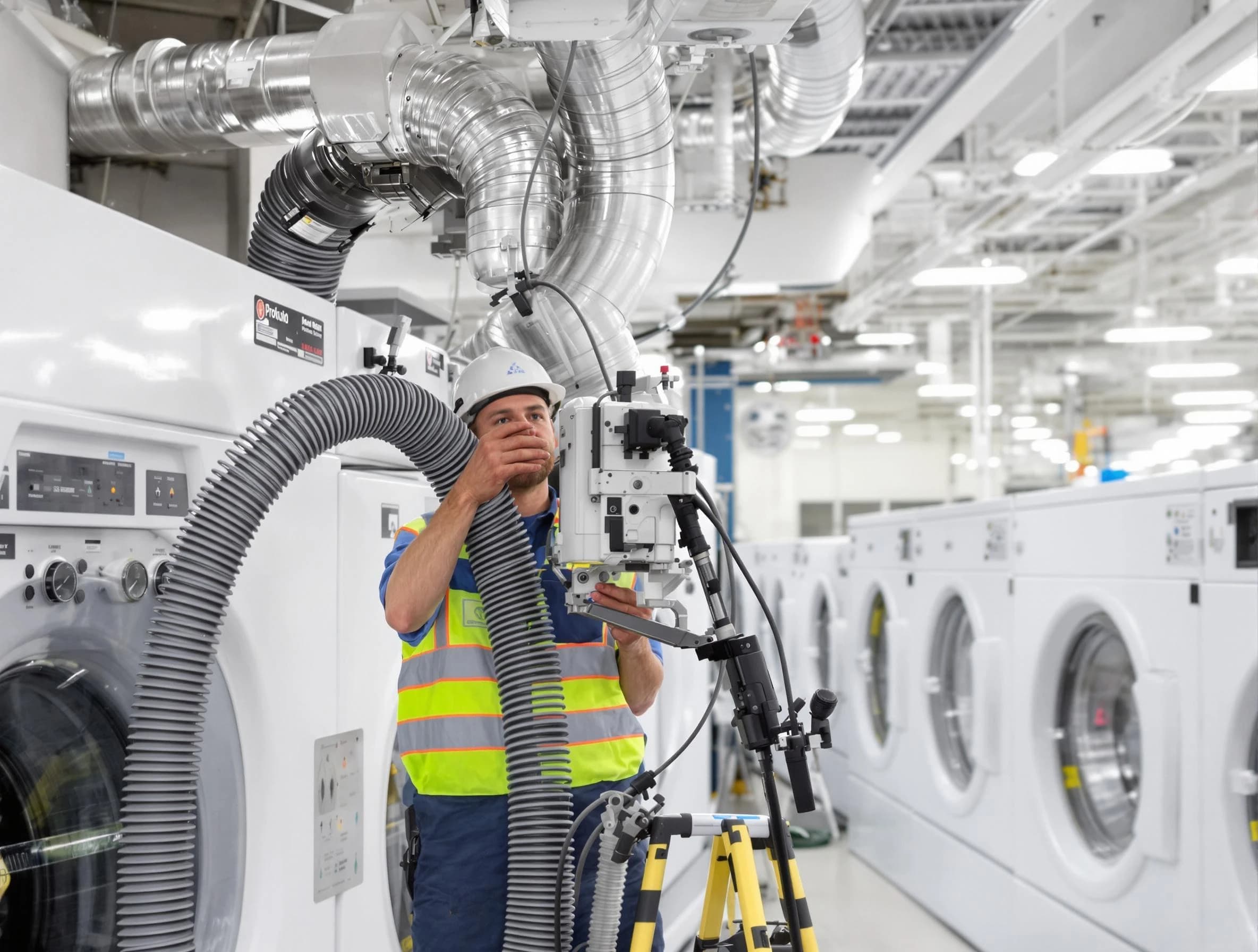 Tyrone Dryer Vent Cleaning team performing commercial-grade dryer vent cleaning at a business facility in Tyrone