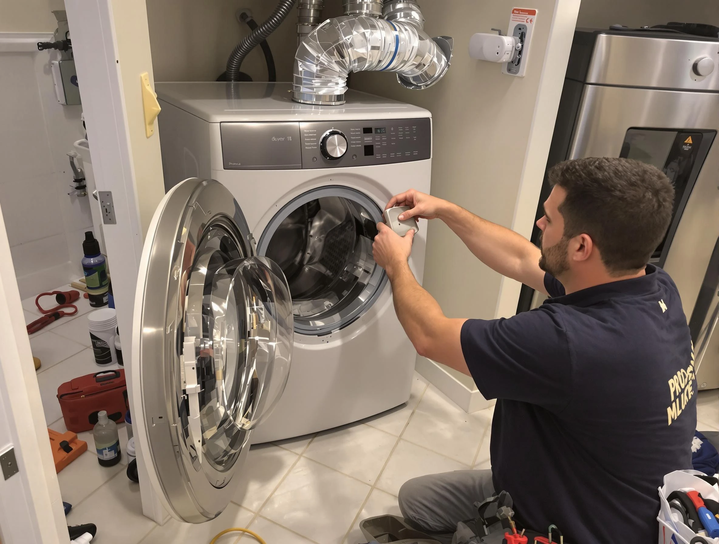 Tyrone Dryer Vent Cleaning technician performing precise dryer vent hose installation in Tyrone